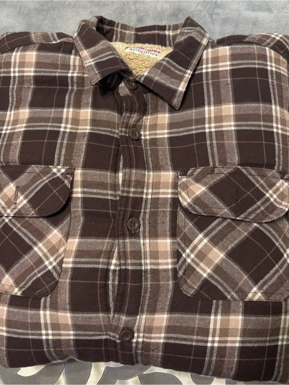 Wrangler Authentic Brown Plaid Men's Flannel Shirt